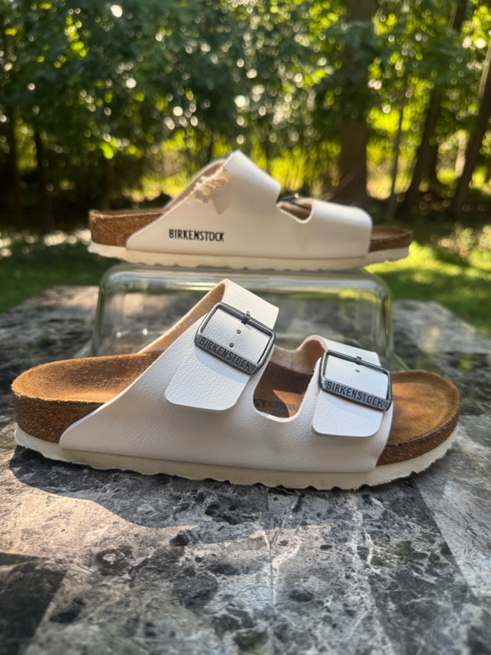 Birkenstock Arizona Birko-Flor Slide Sandal In White Women's 37 (read)